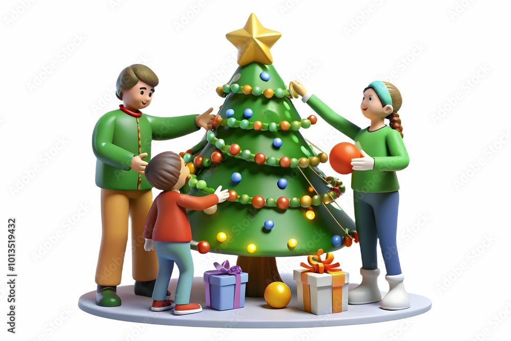 3D Candid Family Decorating Christmas Tree at Home - Cozy Holiday Scene with Laughter & Traditions | Family Moments Captured in Wide Angle 3D Candid Family Decorating Christmas Tree at Home - Cozy Holiday Scene with Laughter & Traditions | Family Moments Captured in Wide Angle