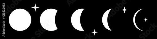 collection of moon shape vector designs, editable moon icons, symbols, illustrations