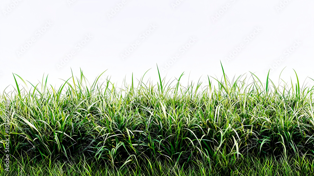 Obraz premium Green grass growing against white background