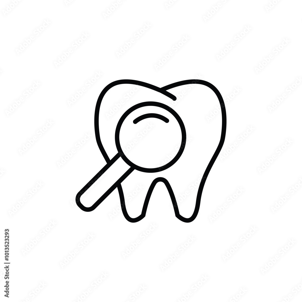 Clean Teeth Icon With Search Symbol. Professional dental care. Dentistry. Customizable thin line illustration. editable stroke. Clean Teeth Icon With Search Symbol. Professional dental care. Dentistry. Customizable thin line illustration. editable stroke.