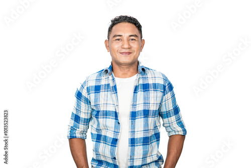 Story expression of a man in casual clothes isolated on a white background