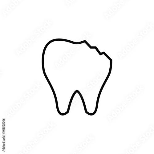 Broken chipped tooth icon. toothache. Dental care, dentistry, dental health concept.