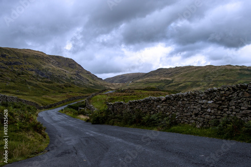 Kirkstone Pass - Cumbria.  Dramatic and stormy skies across a high Lake District pass.  Dramatic weather over a Rocky Mountain landscape.