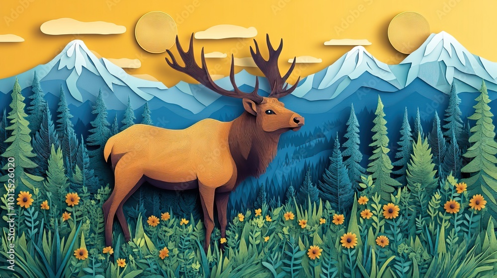 Bull Elk in a Meadow During Breeding Season Bull Elk in a Meadow During Mating Season Bull Elk in a Meadow During Breeding Season Bull Elk in a Meadow During Mating Season