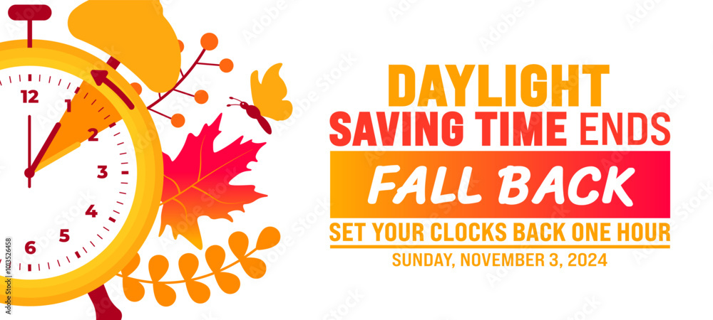 Fall Back daylight saving time ends 2024 background or banner design ...