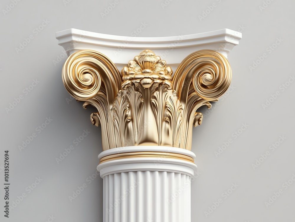 Ornate architectural column with intricate carvings and golden details, showcasing classical design elements and elegance. Ornate architectural column with intricate carvings and golden details, showcasing classical design elements and elegance.