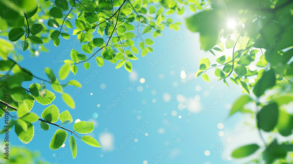 緑の植物と青空の背景素材 緑の植物と青空の背景素材