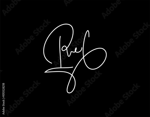 R hand-drawn signature logo design template