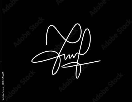 T Signature initial logo template vector