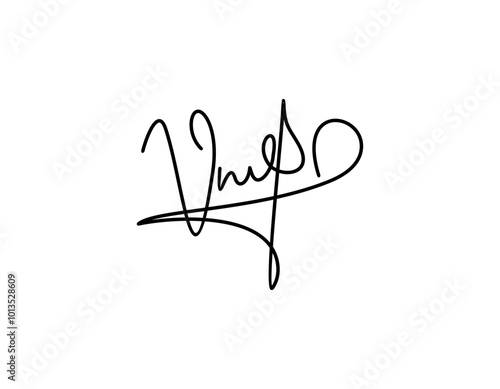 V hand-drawn signature logo design template