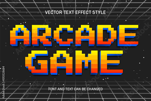 arcade game video games retro pixel art editable text effect font style template typography