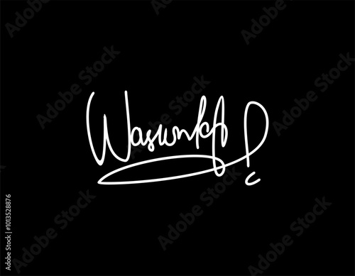 W hand-drawn signature logo design template