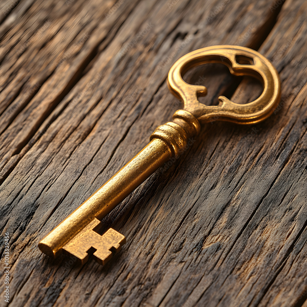 old key on wooden background old key on wooden background