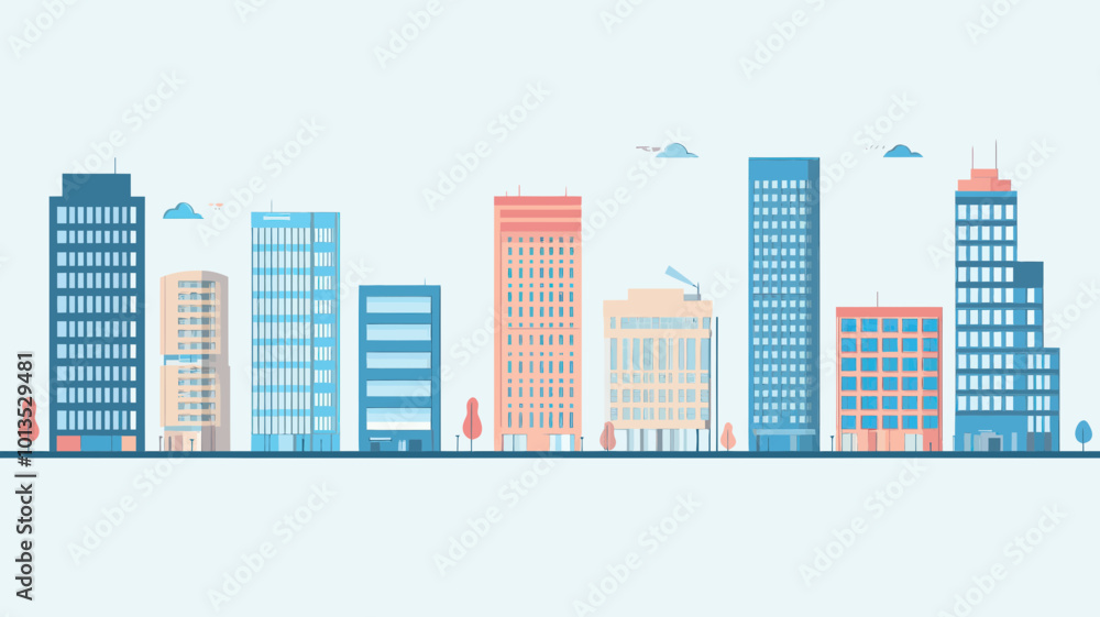 Modern Abstract City Skyline Illustration Set in Flat Design for Architectural Projects and Urban Planning Concepts Modern Abstract City Skyline Illustration Set in Flat Design for Architectural Projects and Urban Planning Concepts