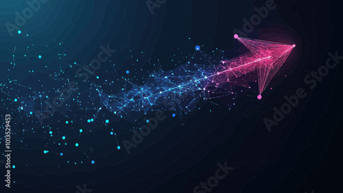 Abstract Polygonal Space Low Poly Arrow with Connecting Dots and Lines Wireframe Business Arrow Connection Structure Futuristic Network Growth Strategy Vector Illustration