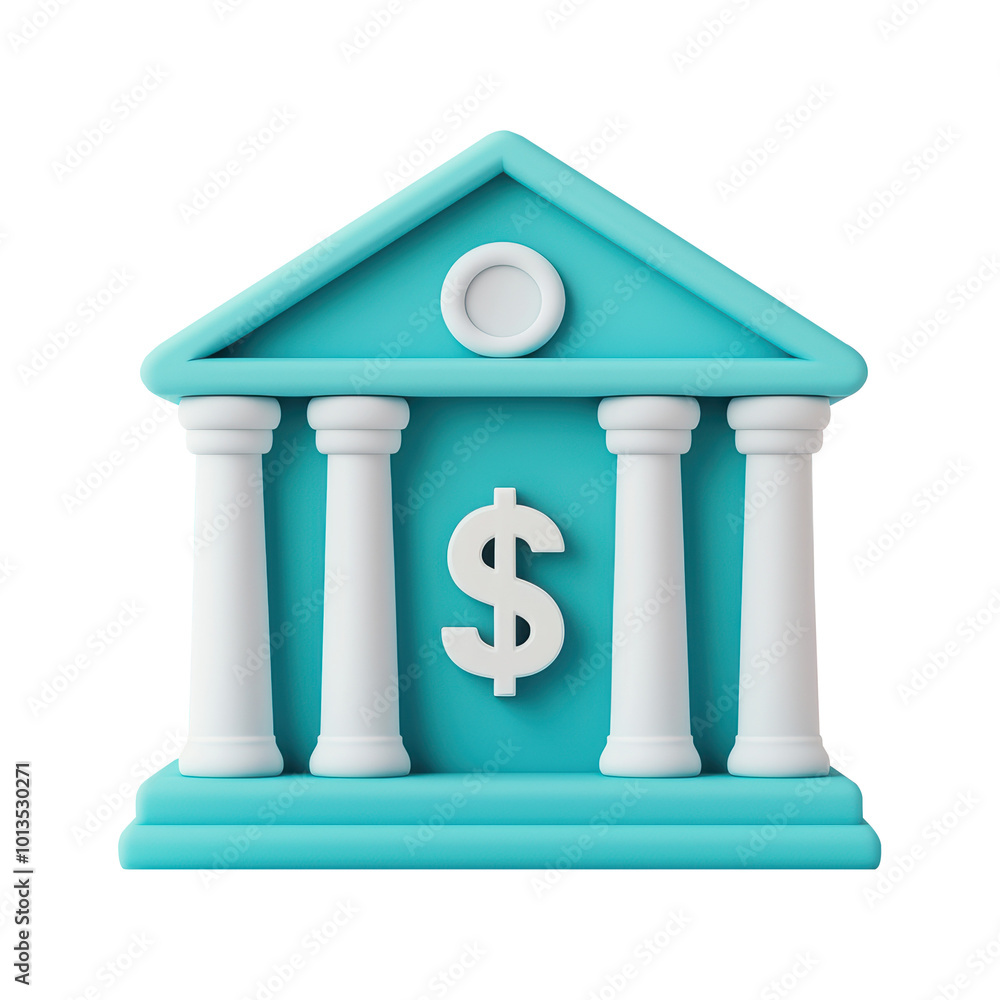 3D illustration of bank building icon featuring columns and dollar symbol in center. Simplistic and minimal design, perfect for finance and banking themes. Isolated on transparent background, png. 3D illustration of bank building icon featuring columns and dollar symbol in center. Simplistic and minimal design, perfect for finance and banking themes. Isolated on transparent background, png.