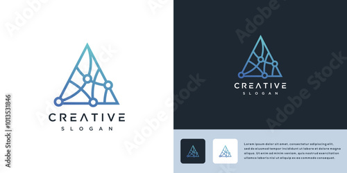 Abstract technology letter A sign logo vector illustration.