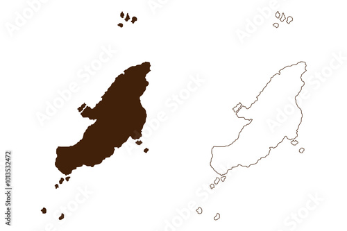 Malpelo island (Republic of Colombia, Pacific Ocean, Latin or South America) map vector illustration, scribble sketch Isla de Malpelo map