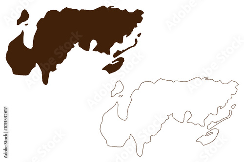 Nendo, Malo and Nibanga island (Solomon Islands, Pacific Ocean, Santa Cruz Islands) map vector illustration, scribble sketch Nendö, Ndeni, Nitendi or Ndende map