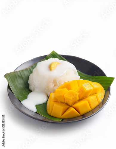 Sweet Mango Sticky Rice Delight! A Tropical Treat. photo