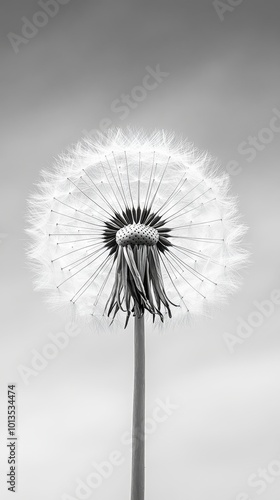 Wallpaper Mural Dandelion seed head against a grey sky, close-up. Nature and minimalism concept Torontodigital.ca