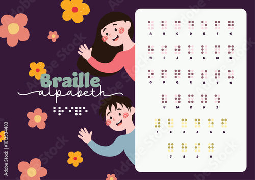 flat design braille alphabet day wallpaper poster