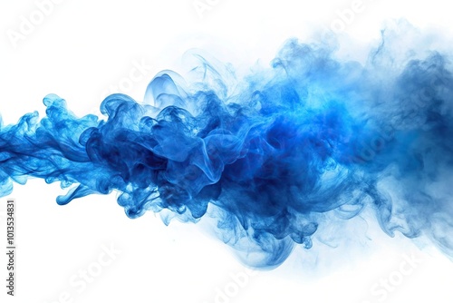 Abstract blue smoke particles on white background