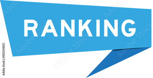 Blue color speech banner with word ranking on white background