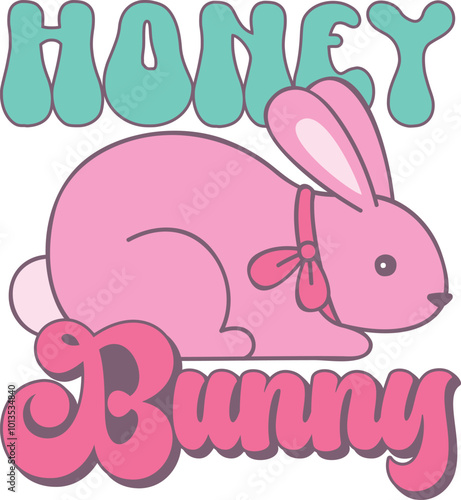 Easter day special typography retro wavy groovy t-shirt design