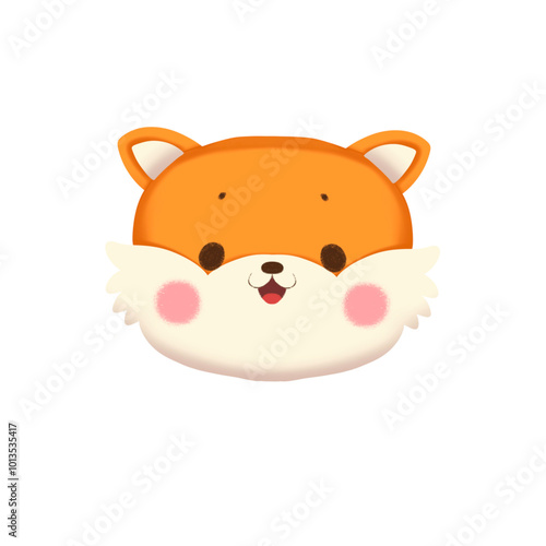 Head fox without background for print, photocard, element design, icon, logo, christmas card, graphic resource photo