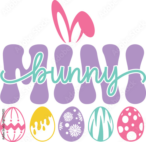 Easter day special typography retro wavy groovy t-shirt design