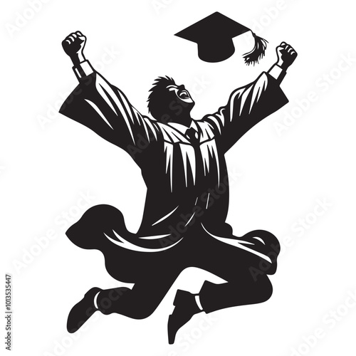 Graduation Silhouette Design - Graduate Vector illustration in black and white
