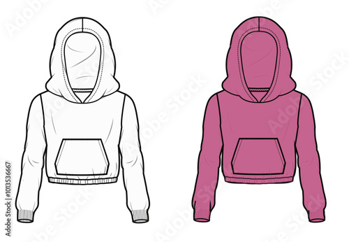 CROPPED HOODIE WITH KANGAROO POCKET