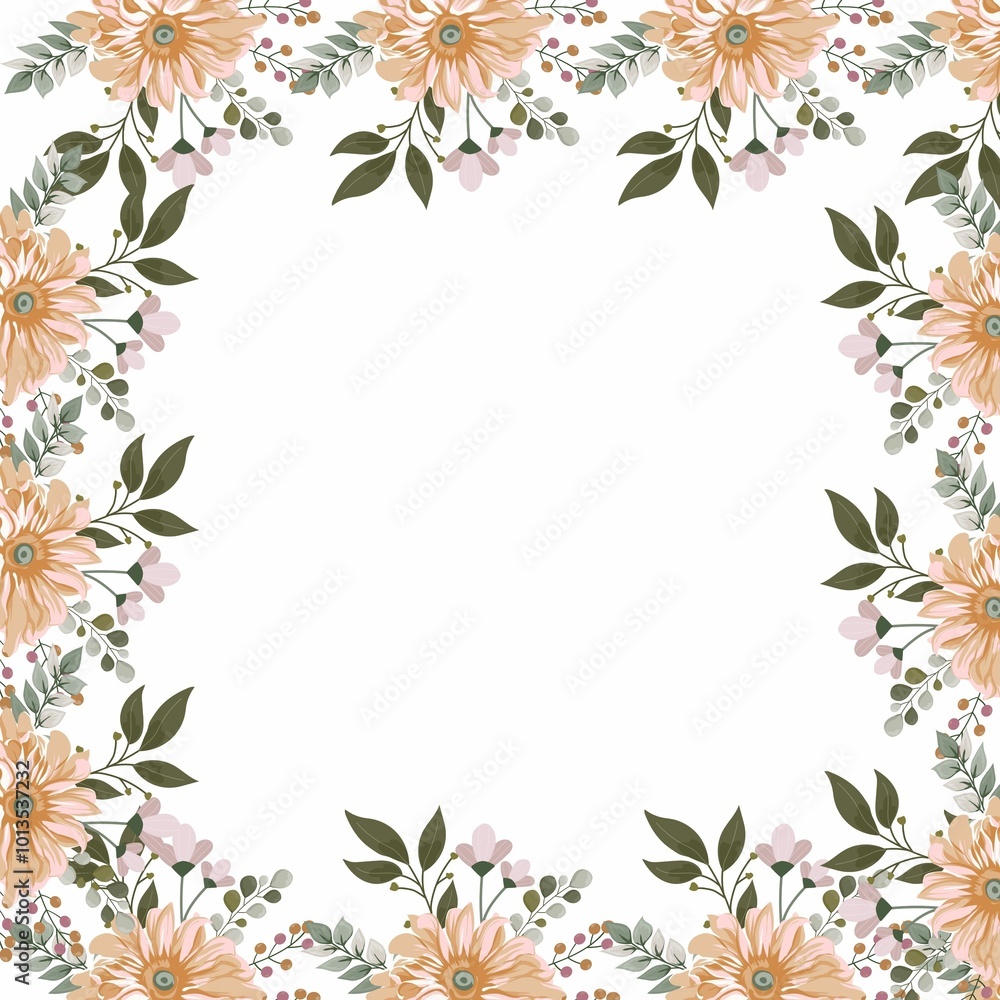 frame of flowers and leaves frame made of flowers frame of flowers and leaves frame made of flowers