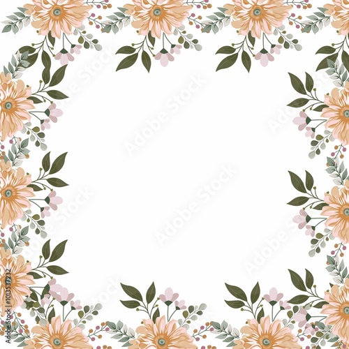 frame of flowers and leaves frame made of flowers