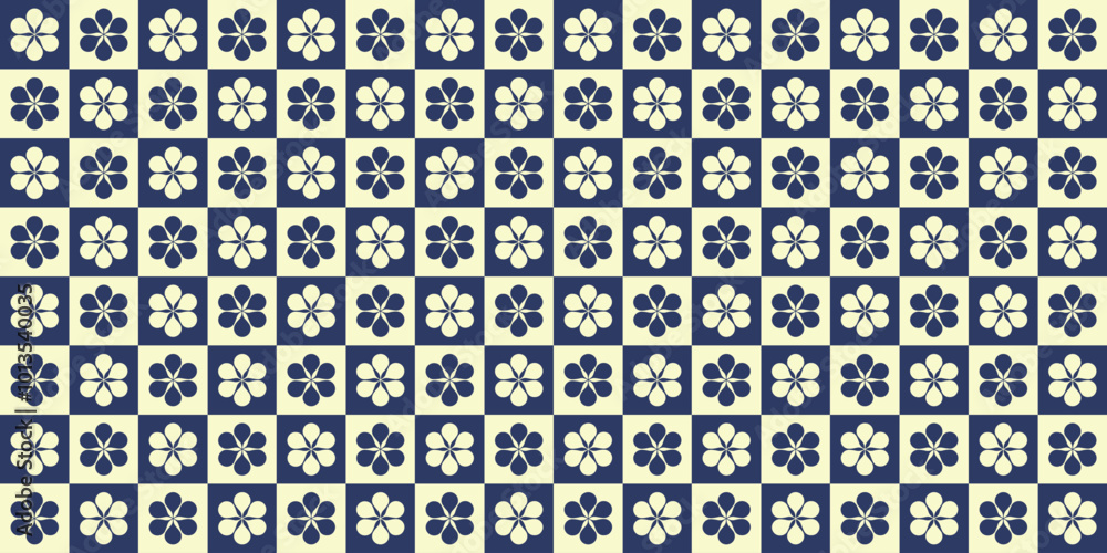 Blue and cream flower box puzzle pattern Blue and cream flower box puzzle pattern