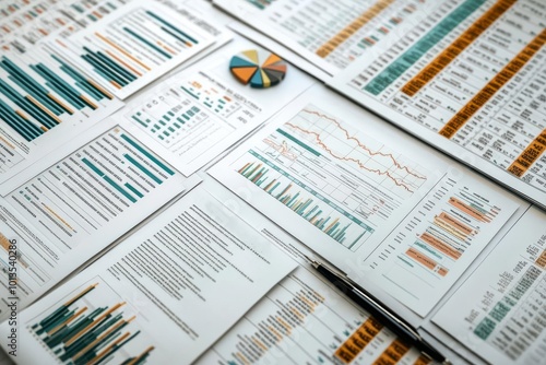 A detailed overview of financial charts and graphs demonstrating data analysis and trends in a visually appealing format.