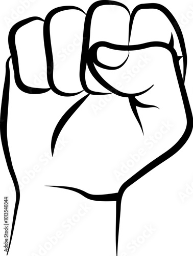 clenched fist - line art illustration