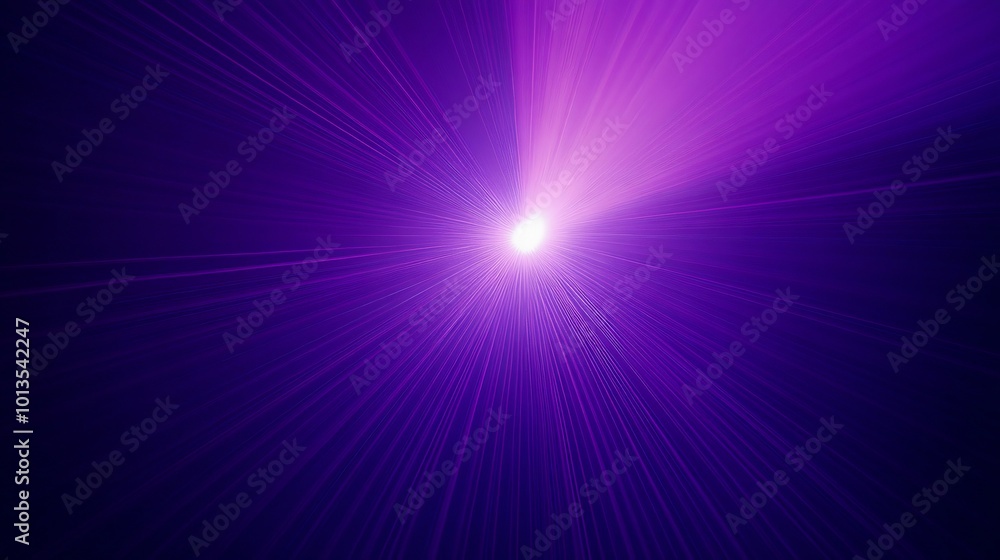 Fototapeta premium A bright, white light emanates from the center of the image, radiating outward in a starburst pattern with a purple gradient background.