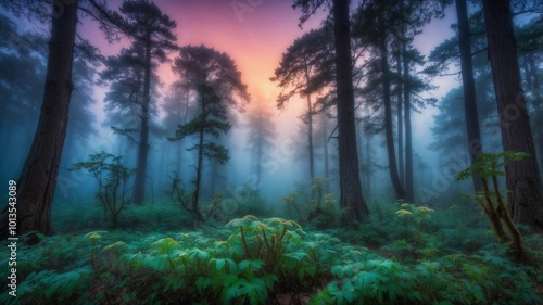 Mystic Dawn in the Enchanted Forest