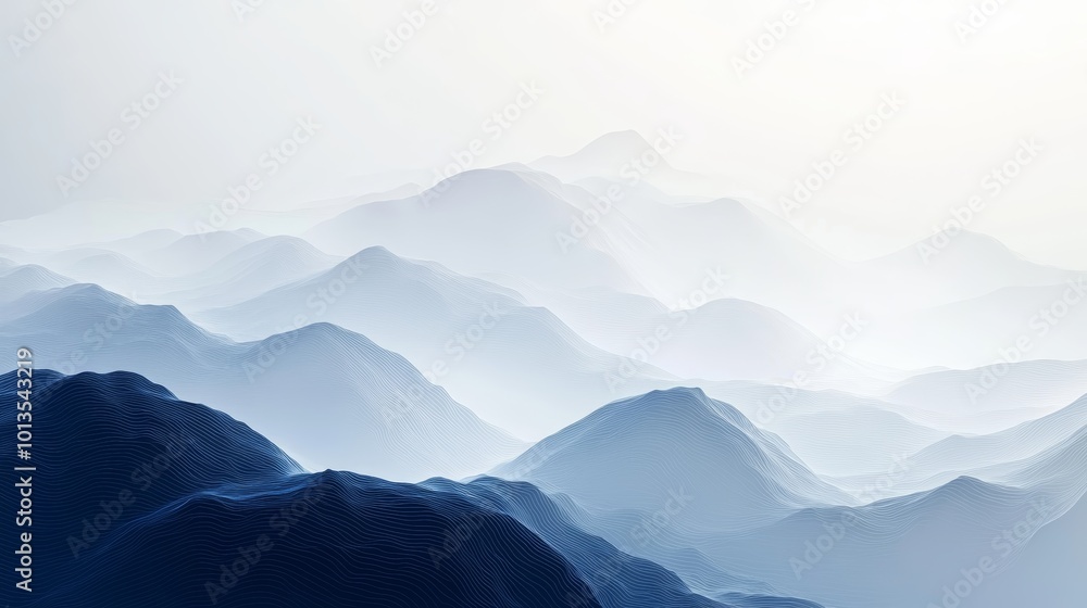 Obraz premium Abstract Blue Mountain Landscape Minimalist Nature Background