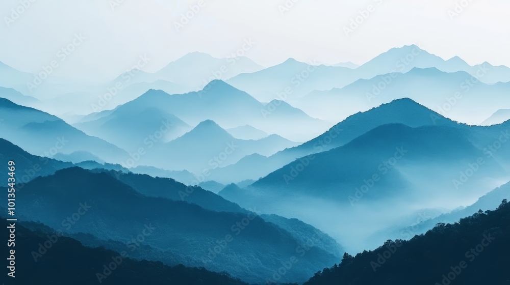 Misty Mountain Landscape Blue Hues Nature Scenery Scenic Background Misty Mountain Landscape Blue Hues Nature Scenery Scenic Background