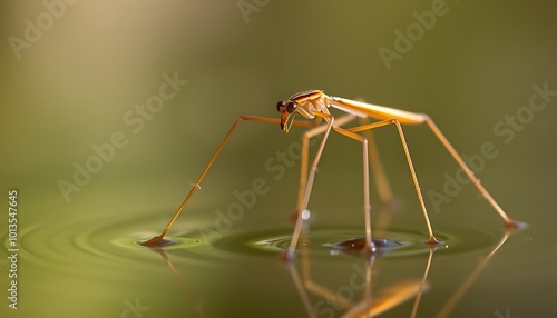 Wallpaper Mural The elongated legs of a water strider insect, skimming across a still pond, are captured in extreme close-up. Torontodigital.ca