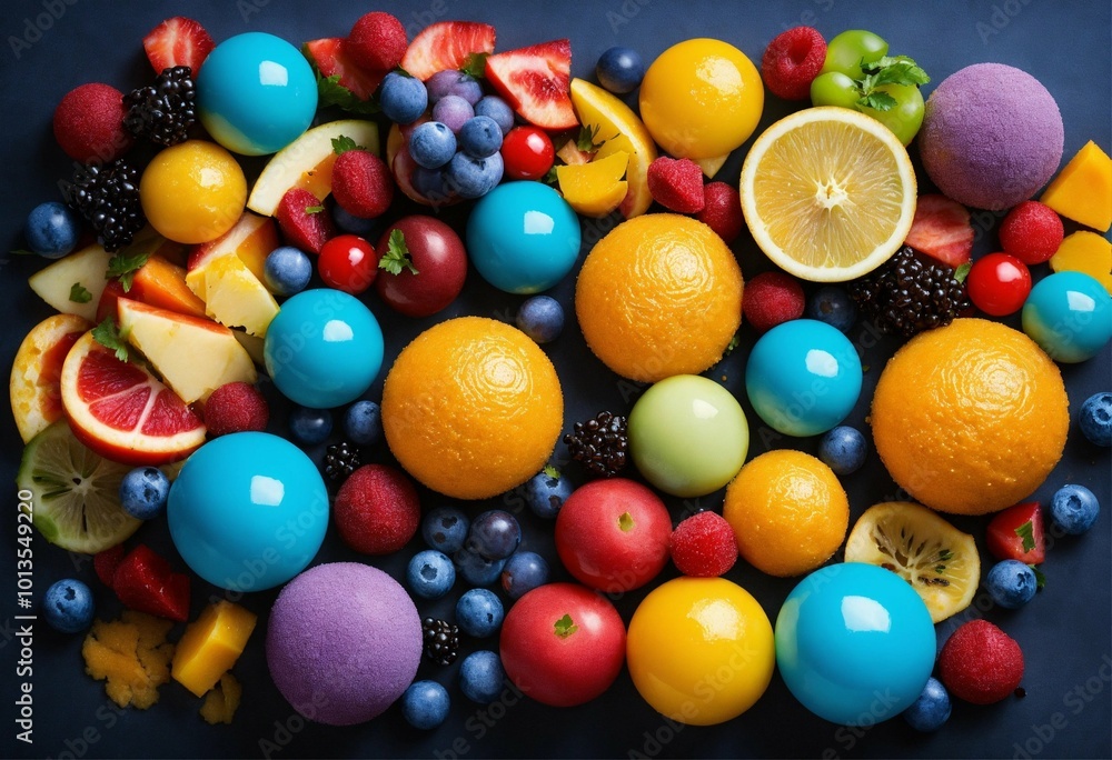 Fototapeta premium Composition of fruits, AI generated