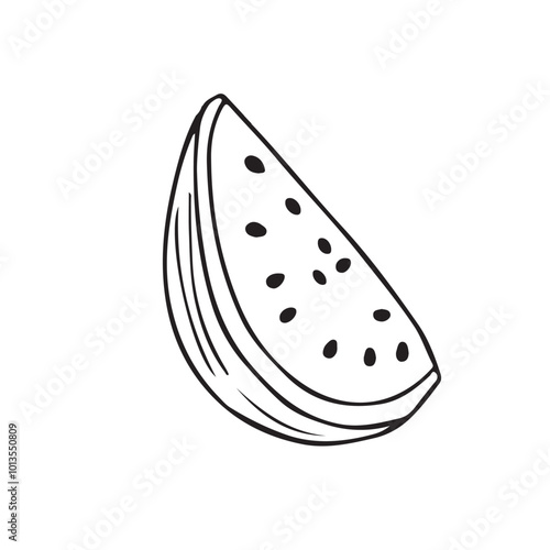 Watermelon silhouette vector illustration, Simple, clear and beautiful arts and crafts artisanal stencil print style illustration