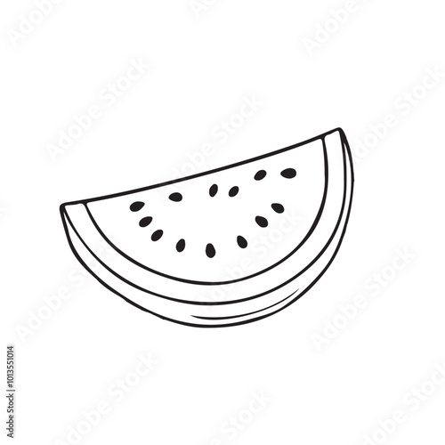 Watermelon silhouette vector illustration, Simple, clear and beautiful arts and crafts artisanal stencil print style illustration