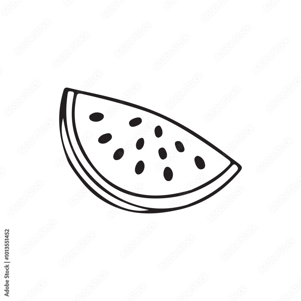 Watermelon silhouette vector illustration, Simple, clear and beautiful arts and crafts artisanal stencil print style illustration