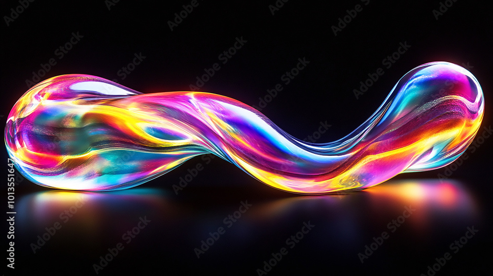 Prismatic Flow A Fluid, Melted Holographic Shape in Infinite Darkness Background. Generative AI Prismatic Flow A Fluid, Melted Holographic Shape in Infinite Darkness Background. Generative AI