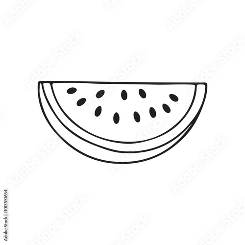 Watermelon silhouette vector illustration, Simple, clear and beautiful arts and crafts artisanal stencil print style illustration