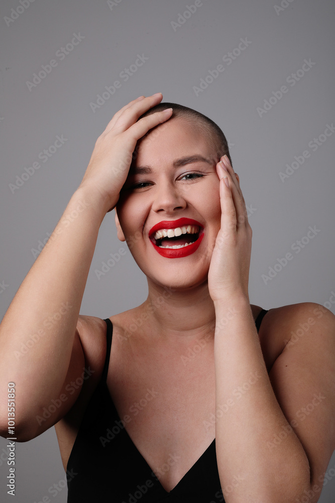 Beautiful happy woman looking at the camera posing indoor. Vertical mock-up. Beautiful happy woman looking at the camera posing indoor. Vertical mock-up.